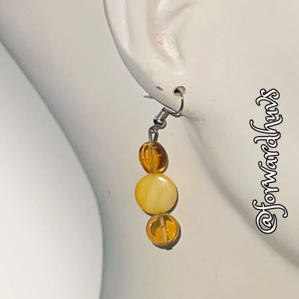 Artesian Crafted Glass Disc Drop Earrings